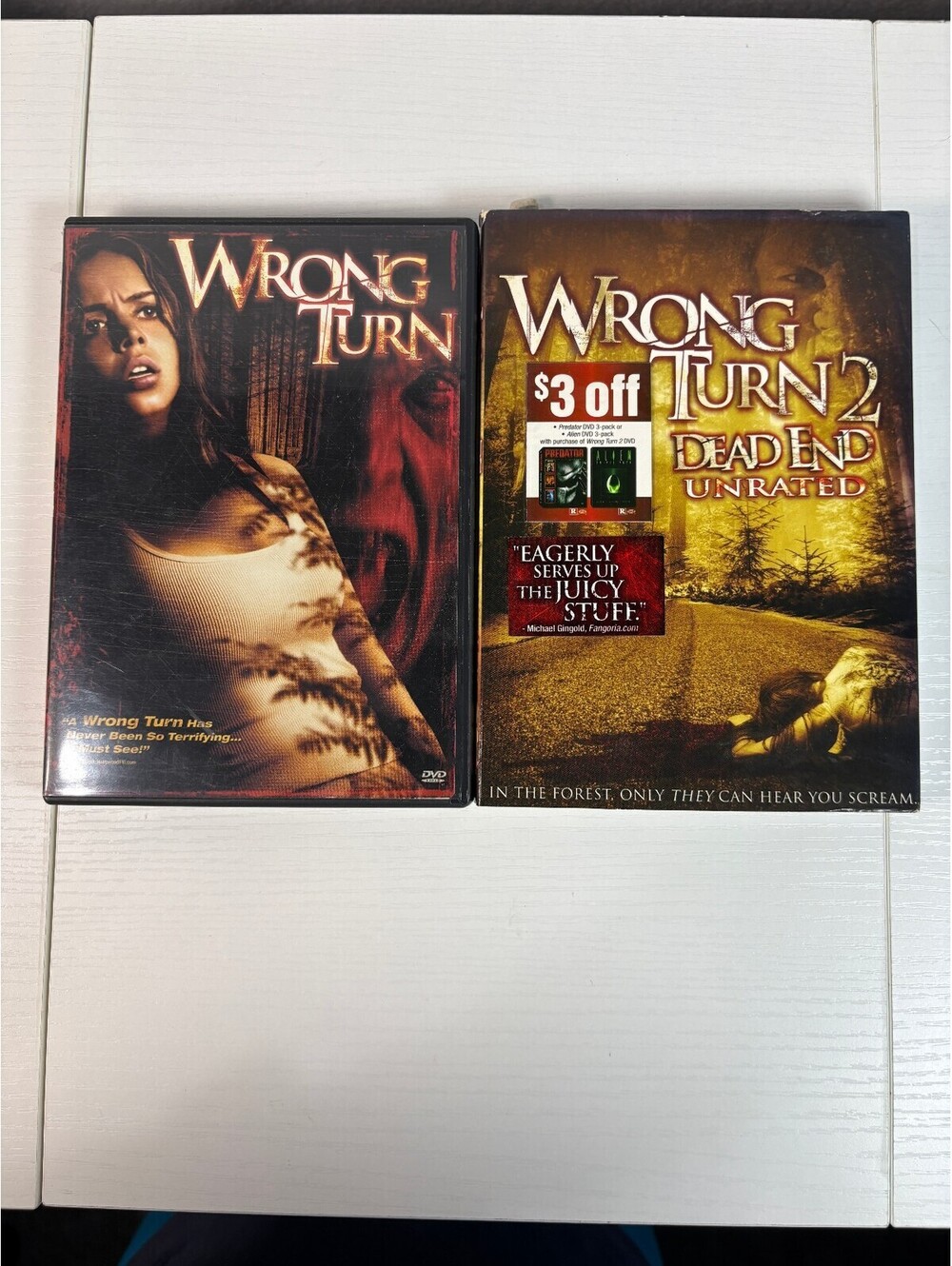 Wrong Turn 1 & 2 Dead End Unrated DVD Lot Eliza Dushku Horror Movies Slipcover